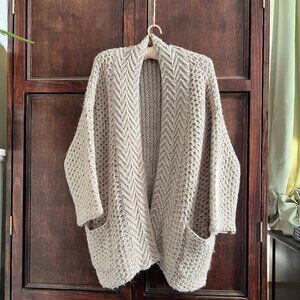 ANTHROPOLOGIE X DEX 1963 HONEYCOMB KNIT OPEN FRONT SWEATER SIZE M